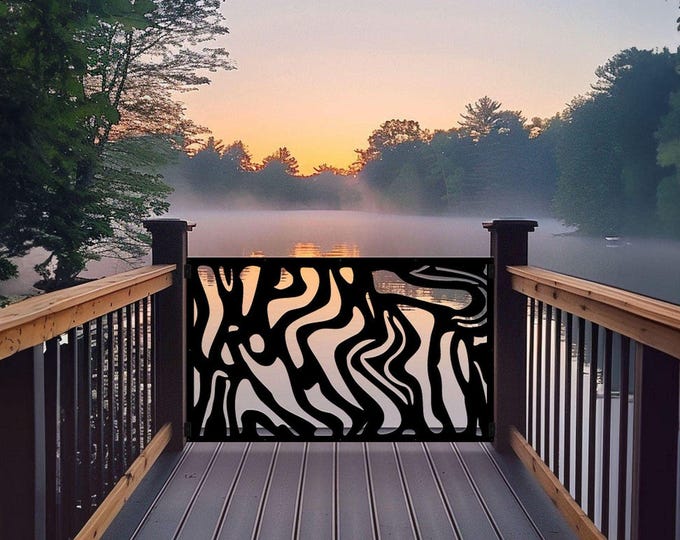 Abstract Laser Cut Metal Privacy Panel, Modern Fence Topper