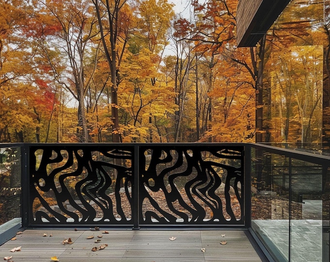 Privacy panel, Abstract Panel, Decorative Laser Cut Metal Privacy Screen, Metal Fence Wall Art, AlumArts, Outdoor Decorative Privacy Panels
