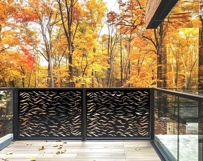 Modern Aluminum Privacy Screen Panel, Metal Wall Art, Fence Topper