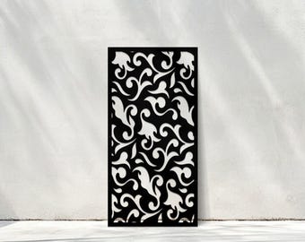 Aluminum Privacy Screen Outdoor Panel, Laser Cut Metal Decorative Fence Insert, Garden Privacy Divider, Modern Patio Screen
