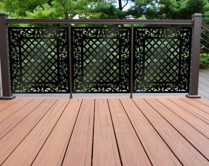 Laser Cut Metal Privacy Screen, Decorative Fence Topper, Wall Art