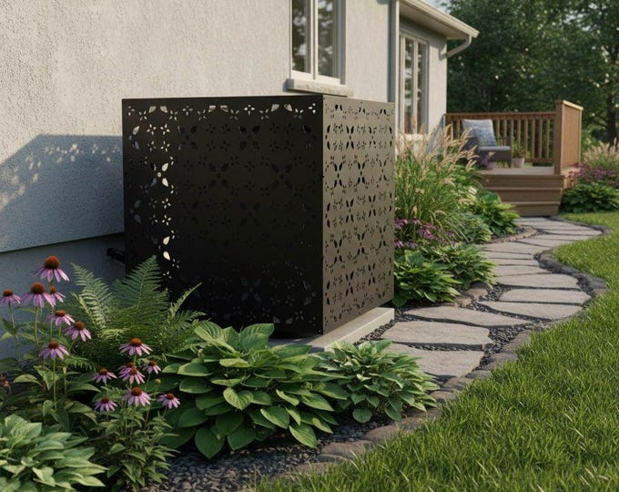 Decorative Aluminum AC Screen, Laser Cut Outdoor Enclosure for Air Conditioner, Pool Equipment or Generator Unit