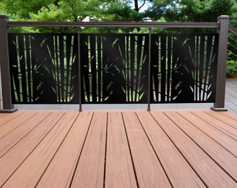 Bamboo Metal Privacy Screen: Garden Art Fence Panel