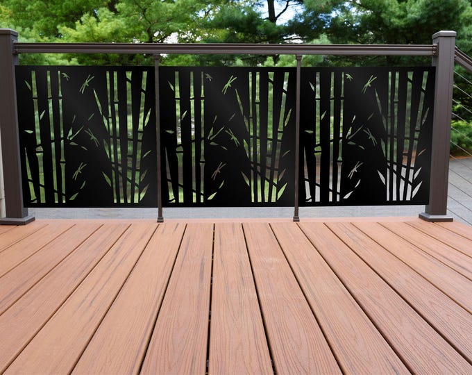 Bamboo Metal Privacy Screen: Garden Art Fence Panel