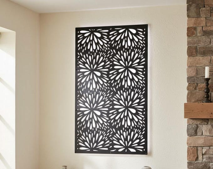 Chrysanthemum Laser Cut Metal Wall Art, Floral Decor