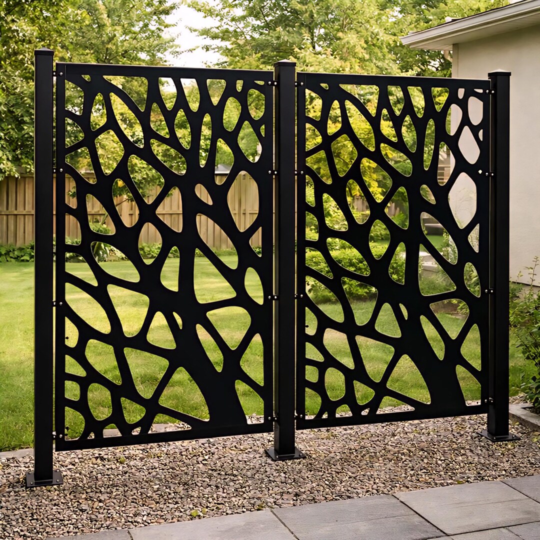 Modern Aluminum Privacy Screen, Tree Design, Outdoor Fence Panel - Etsy