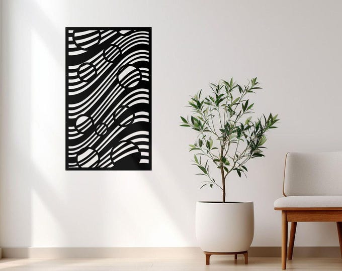 Laser Cut Metal Privacy Screen: Geometric Wall Art Panel