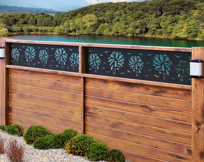 Fan Palm Aluminum Privacy Panel: Modern Fence Topper