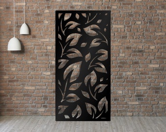 Spring leaves panel, Decorative Laser Cut Metal Privacy Screen, Metal Fence Wall Art, Outdoor Indoor Privacy Metal Panel, Custom Metal