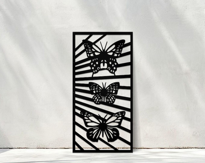 Butterfly Aluminum Privacy Screen, Outdoor Metal Wall Art