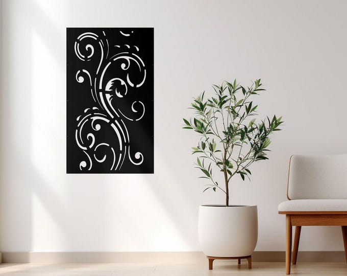 Aluminum Garden Privacy Screen, Curly Petals Metal Wall Art