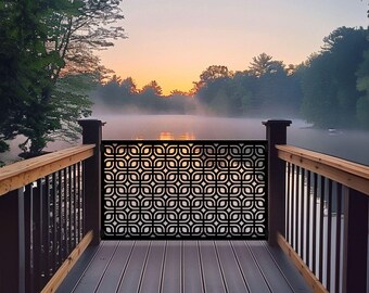 Metal Wall Art Panel: Geometric Outdoor Privacy Screen