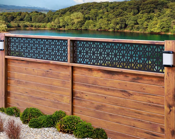 Garden fence, metal screen insert, easy install privacy panel, stylish backyard accent
