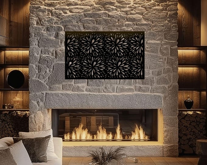 Metal Wall Art Room  Floral Theme, Laser Cut Wall Art Nature Decor for Living Room, Housewarming Gift, Fireplace Decor