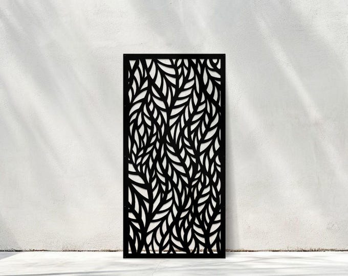 Leaf Design Metal Privacy Screen, Garden Fence Topper, Modern Yard Art