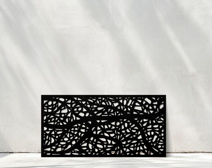 Aluminum tree panel, laser cut metal privacy screen, outdoor wall art, decorative laser cut fence topper insert