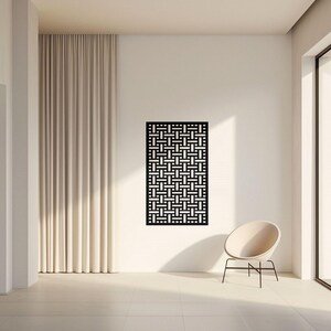 Contemporary Brick Pattern Fence Panel, Laser Cut Metal Garden Insert