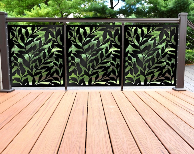 Tree Outdoor Decorative Panel, Privacy Screen Garden Decor, Metal Insert Panel, Steel Garden Fence Art
