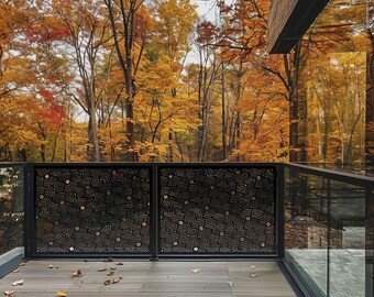 Modern Outdoor Privacy Screen Aluminum Panel, Laser Cut Decorative Metal Fence Insert, Backyard Garden Divider