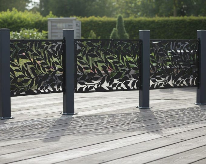 Modern Aluminum Privacy Screen: Leaf Design Fence Panel (36x48)