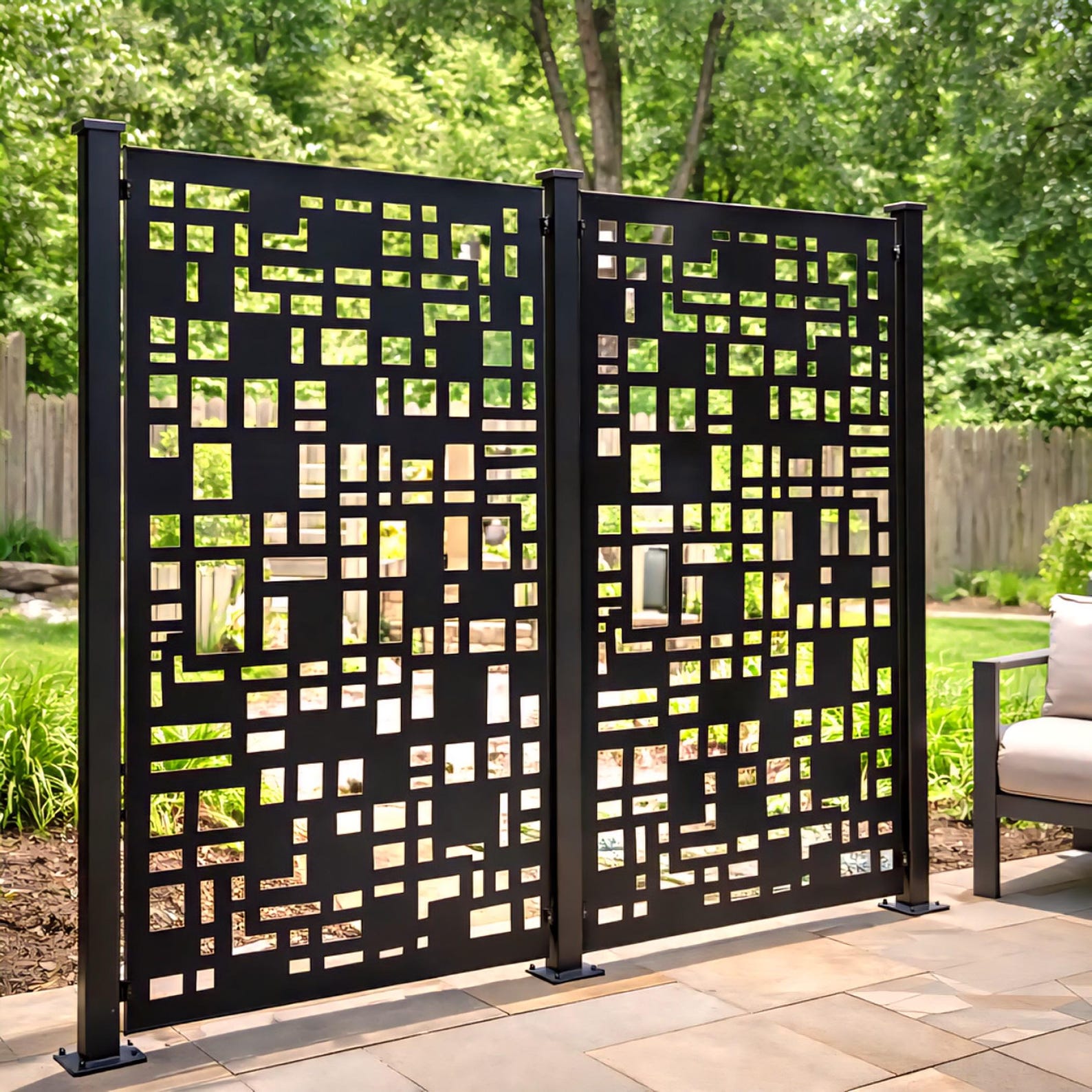 Decorative Aluminum Outdoor Privacy Screen, Laser Cut Metal Garden ...