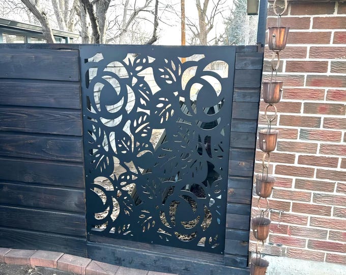 Garden Metal Sculpture, Outdoor Decorative Panel, Floral Wall Hanging, Artistic Metal Sign, Nature-Inspired Yard Decor