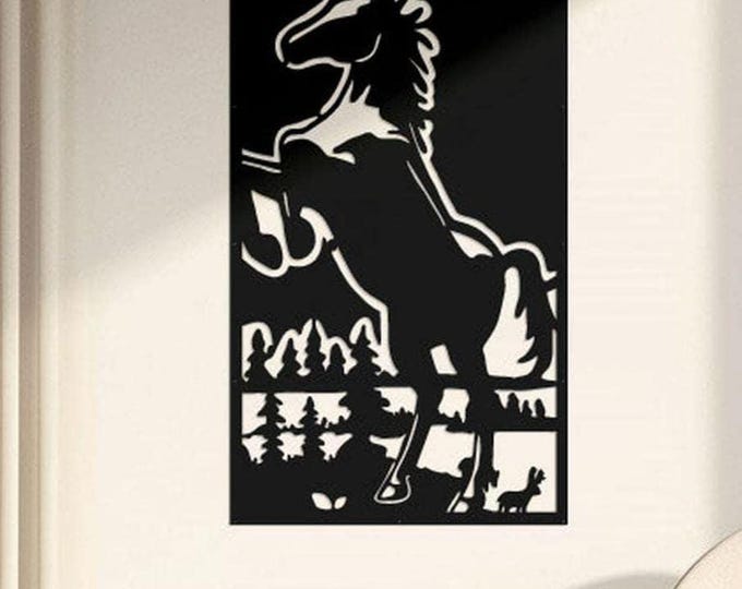 Aluminum Horse Wall Art, Metal Fence Topper, Modern Privacy Screen