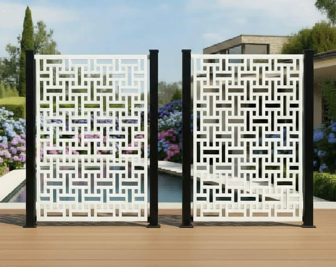 Laser Cut Metal Privacy Screen: Geometric Garden Wall Art