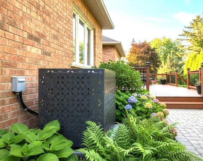 Air Conditioner Enclosure Outdoor, Laser Cut Aluminum AC Unit Screen, Decorative HVAC Privacy Panel, Outdoor Utility Hide