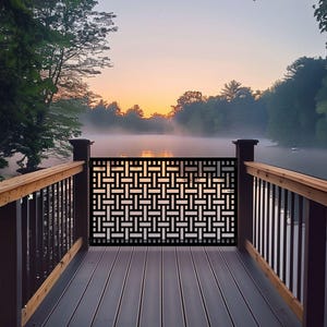 Laser Cut Aluminum Privacy Screen, Laser cut staircase inserts, indoor stair railing panels, modern deck iron balusters, balcony railing