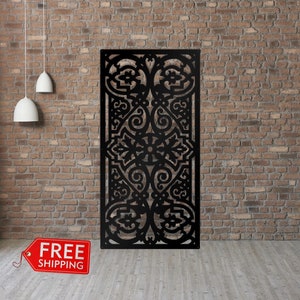 Fence Wall Art Decorative Modern Traditional Panel, Laser Cut Outdoor Indoor Metal Privacy Screen, Traditional Moulding Door Panel