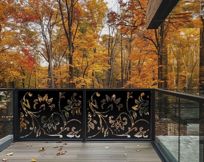 Floral Aluminum Privacy Screen: Leaf Flower Panel Room Divider (30"W x 60"H)