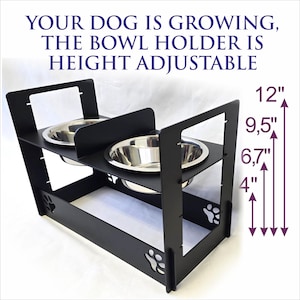 Metal  Elevated Double Dog Bowl Stand ADJUSTABLE Large Dog Bowls Elevated Dog Bowl, Large Dog Feeder Dog Feeding Stand New Dog Gift