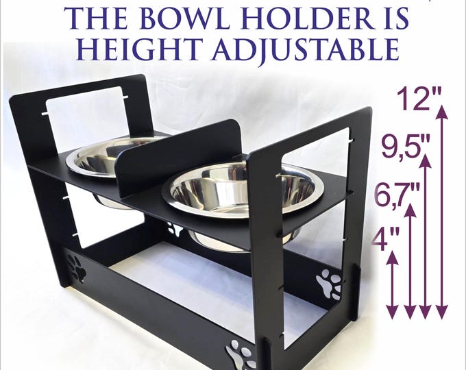 Metal  Elevated Double Dog Bowl Stand ADJUSTABLE Large Dog Bowls Elevated Dog Bowl, Large Dog Feeder Dog Feeding Stand New Dog Gift