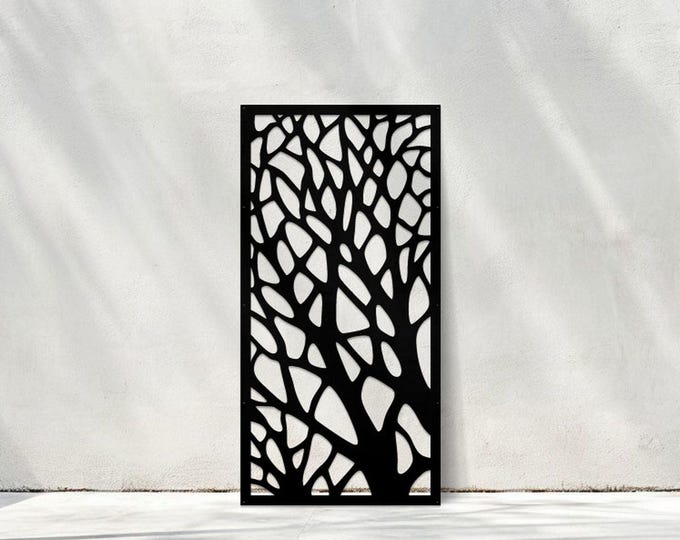 Metal Tree Panel, Modern Privacy Screen, Garden Decor