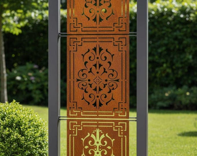 Recycled Metal Privacy Screen, Garden Fence Art, Outdoor Panel
