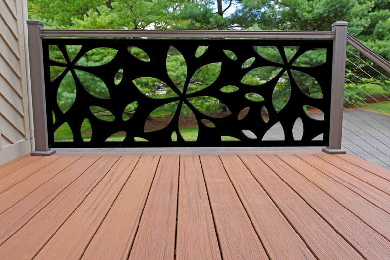 Metal Panel With Flowers Modern Interior Railing Panel image 1