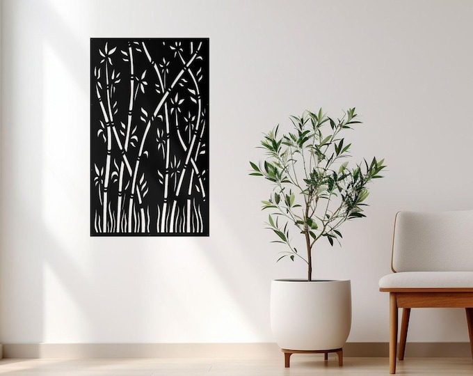 Bamboo Panel Privacy Screen, Metal Decorative Panel, Wall Art, Garden Screen, Interior Railings, Stair Railing