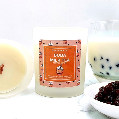 Bubble Milk Tea Candle Boba Black Tea Large Candle Food Etsy