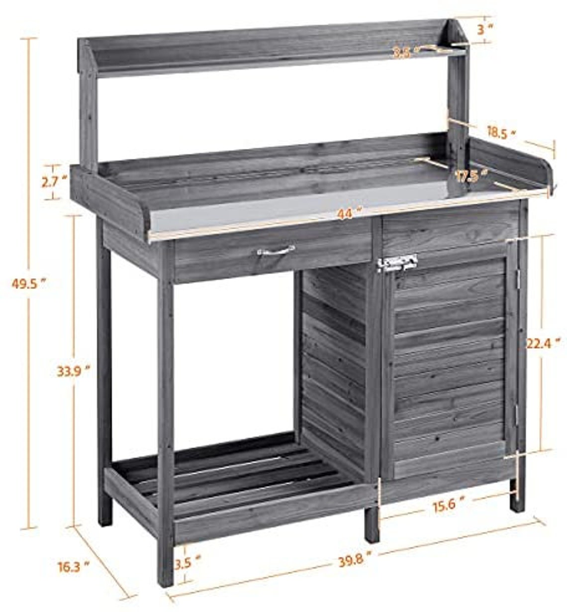 Grey Potting Bench Table Work Bench Metal Tabletop Etsy UK