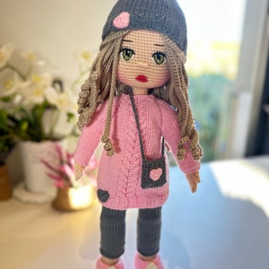 Crochet doll with pet, Amigurumi handmade doll
