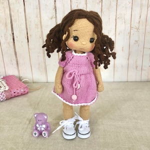 Crochet Doll with dress, Amigurumi doll for girl, Handmade Doll