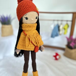 Crochet amigurumi doll with wlnter outfit. Amigurumi doll , handmade doll , crochet baby doll , doll to order, custom doll crochet