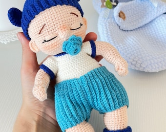 Handmade Crochet Baby Doll with Pacifier & Accessories