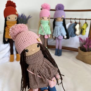 Crochet amigurumi doll with wlnter outfit. Amigurumi doll , handmade doll , crochet baby doll , doll to order, custom doll crochet