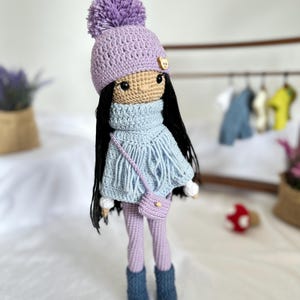 Crochet amigurumi doll with wlnter outfit. Amigurumi doll , handmade doll , crochet baby doll , doll to order, custom doll crochet