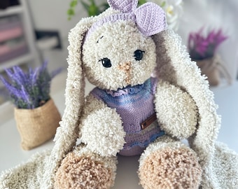 Crochet Plush Bunny: Long Ears Amigurumi Stuffed Animal