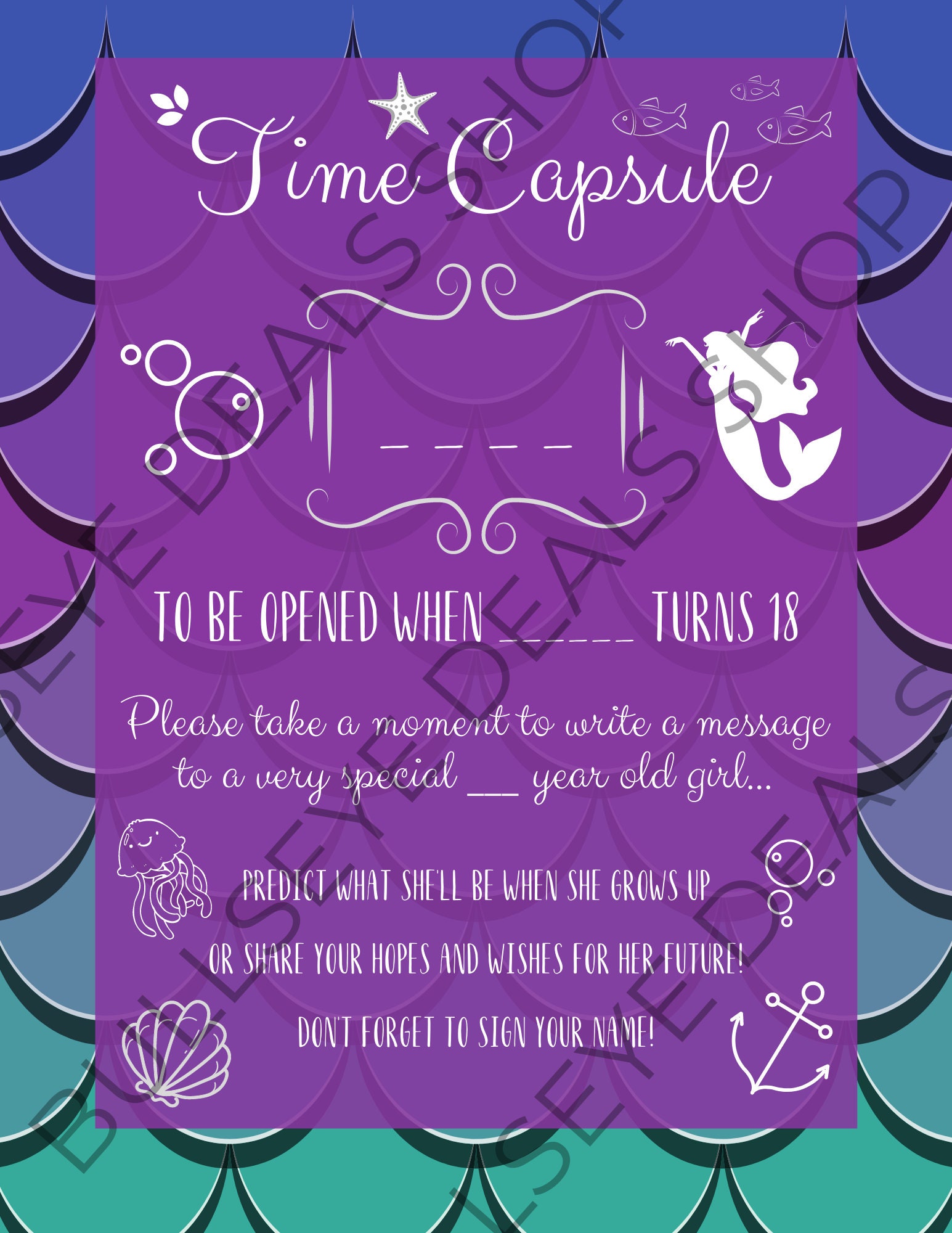 Mermaid Birthday Party Printables digital Only - Etsy