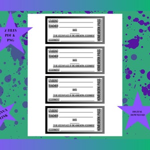 Homework Pass *Digital Download* |8.5x11 PDF & PNG| **with Canva link**
