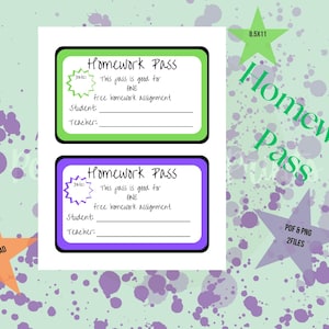 Printable Homework Pass *Digital Download* |8.5x11|